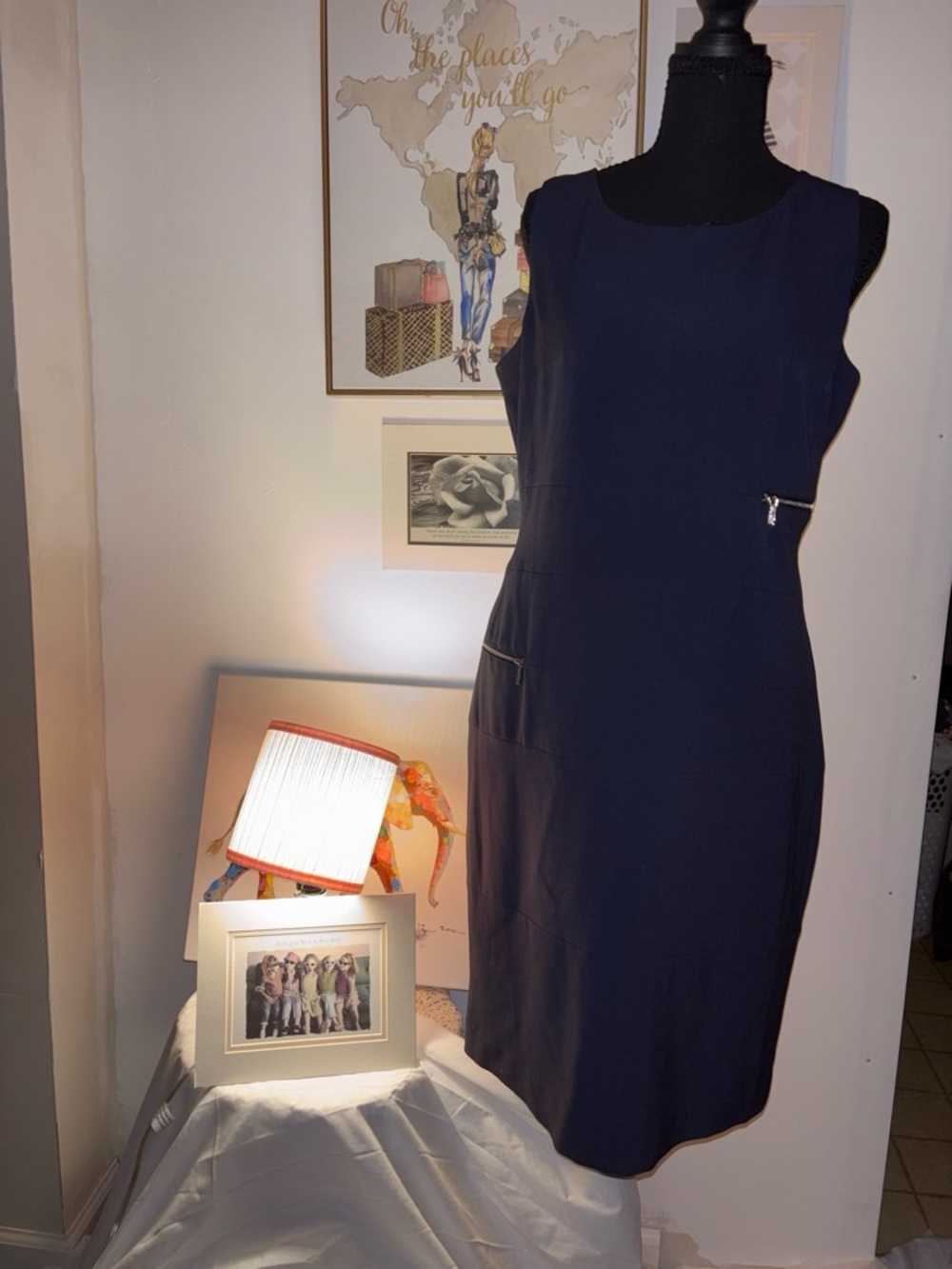 Calvin Klein Navy Sleeveless Sheath Dress with Zip Trim #CK  #homecoming